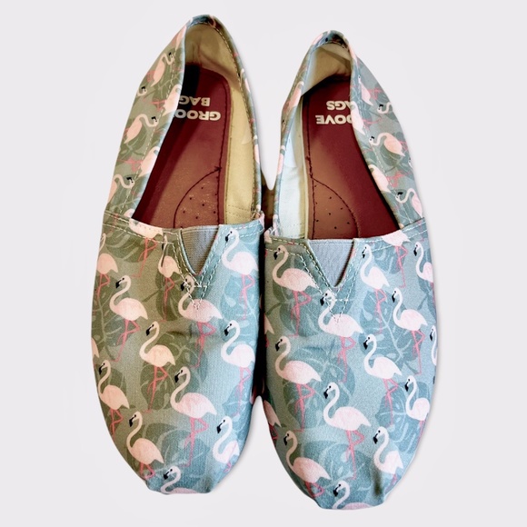 Groove Bags Canvas Pink Flamingo Flats Sz 9 - Picture 7 of 7